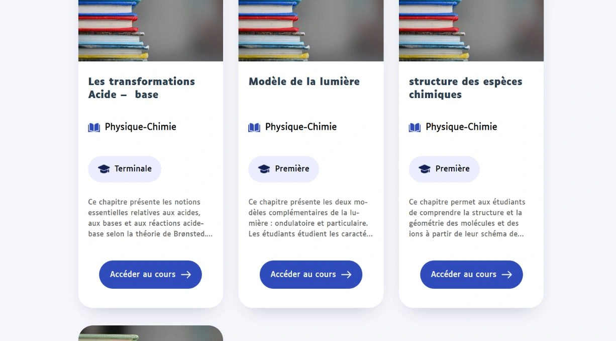 AccessciencesDV, Le catalogue de cours